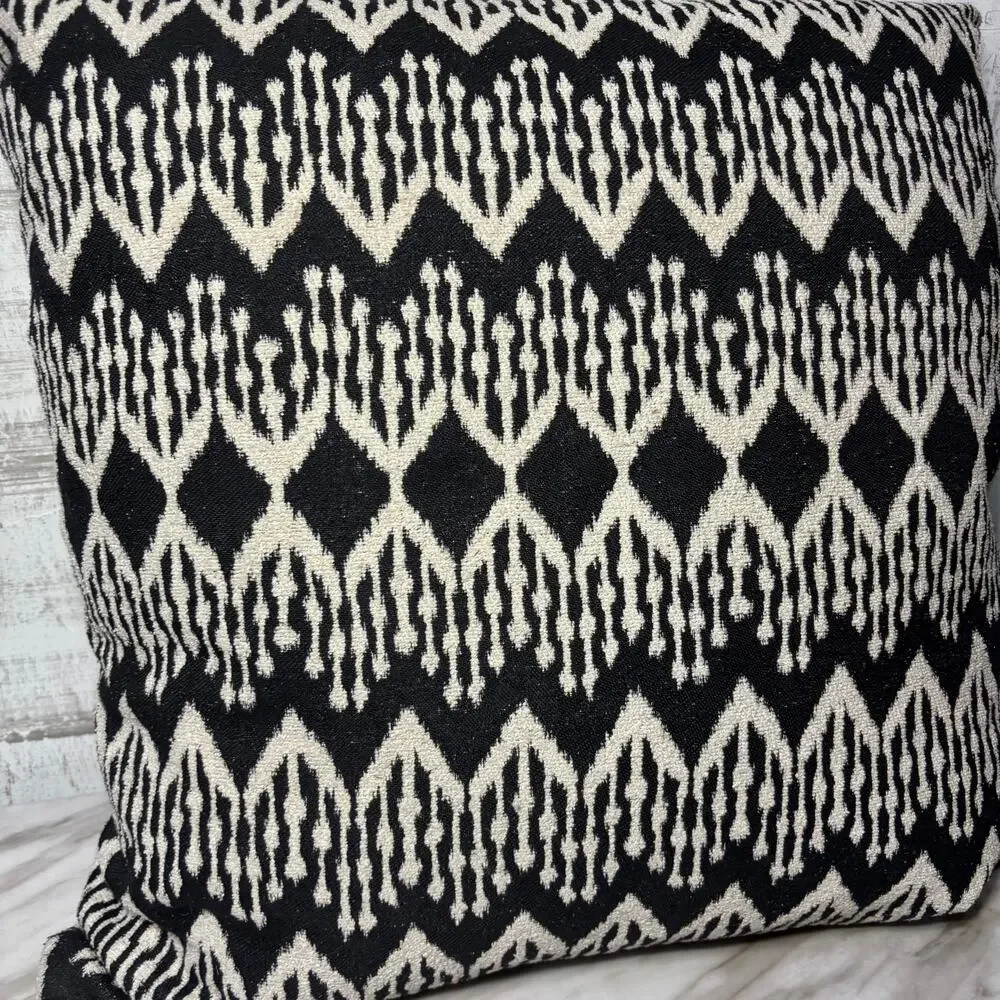 Black and Ivory Geometric Decorative Accent Pillow